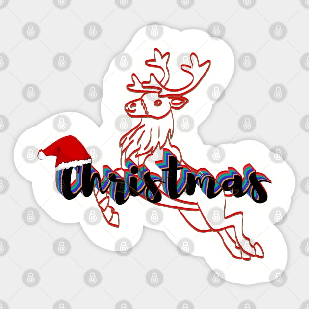 "Jolly Christmas Wishes: A Festive Celebration with a Dear in a Hat!" Sticker by Artistic Design